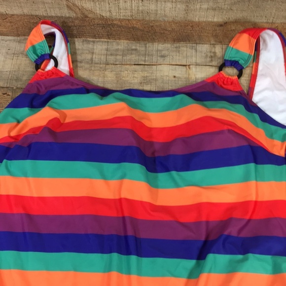 Modcloth Red Purple‎ Striped One Piece Swimsuit Womens 4X - Picture 8 of 11